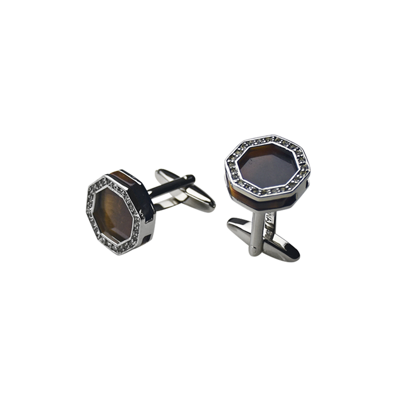 Tiger\ s Eye &Crystal Personalised Shirts Cuff Links
