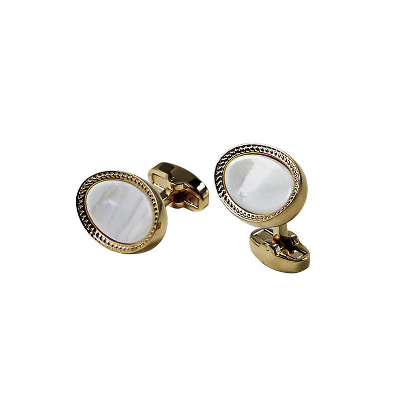 Shell Pearl Gold Plated Personalised Cuff Links
