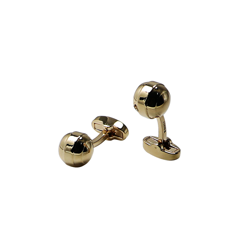 Gold Plated Round Ball Cuff Links.